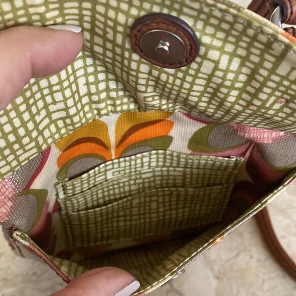 Fossil Key Per Floral Coated Canvas & Leather Cross Body Bag - Picture 10 of 15